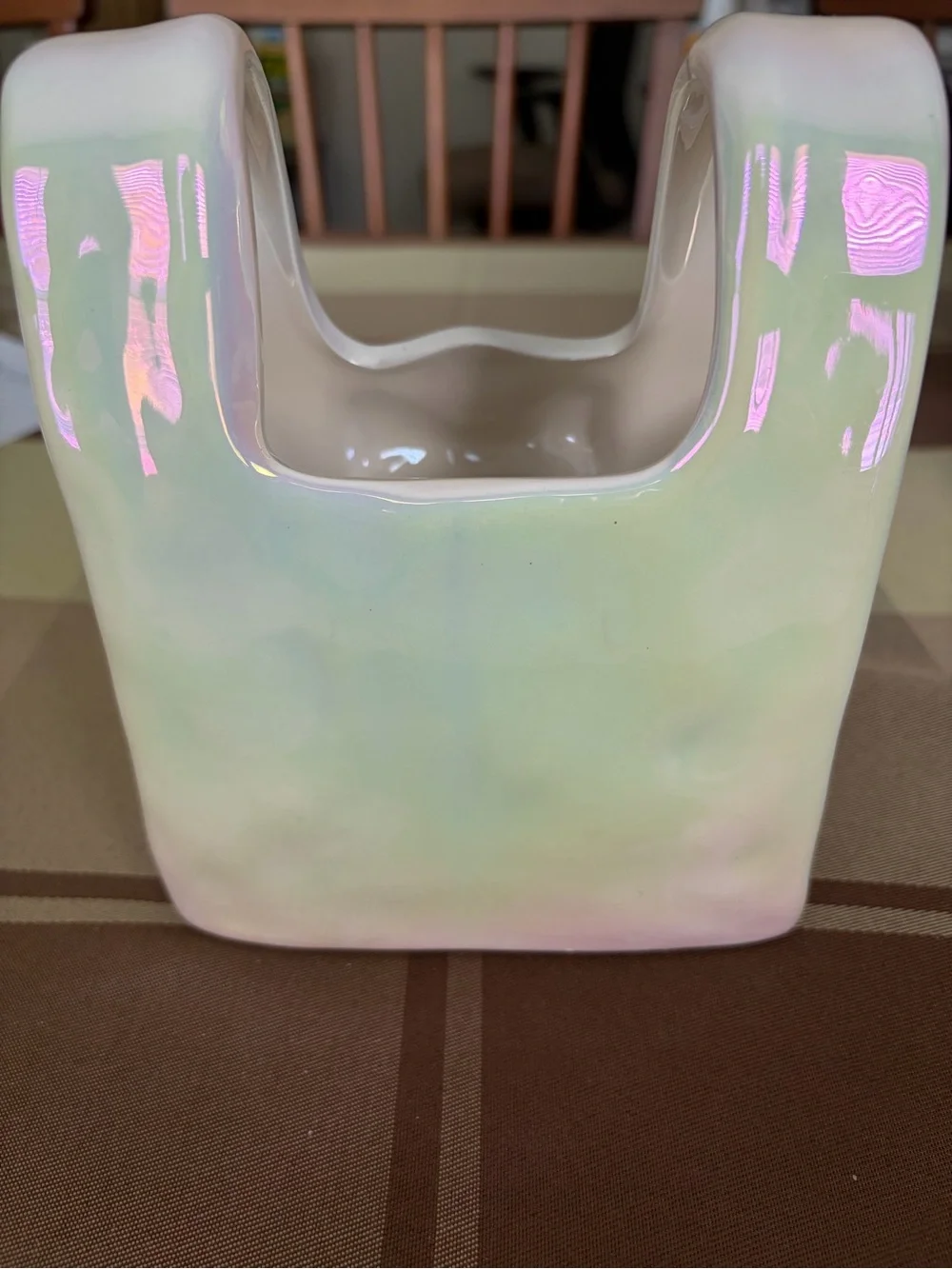Iridescent Bow Ceramic Vase - Cream